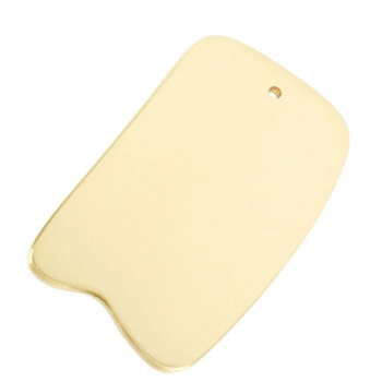 Metal,Gua Sha Tool,Rectangle with curved notch,90X55X2~3 mm, 纯铜刮痧板,矩型带波纹齿